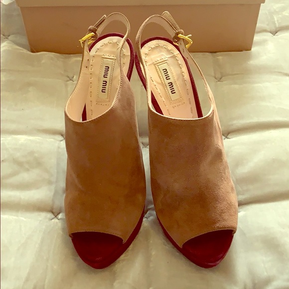 MIU MIU PLATFORM SLINGBACK STILETTOS 38 - Picture 2 of 6